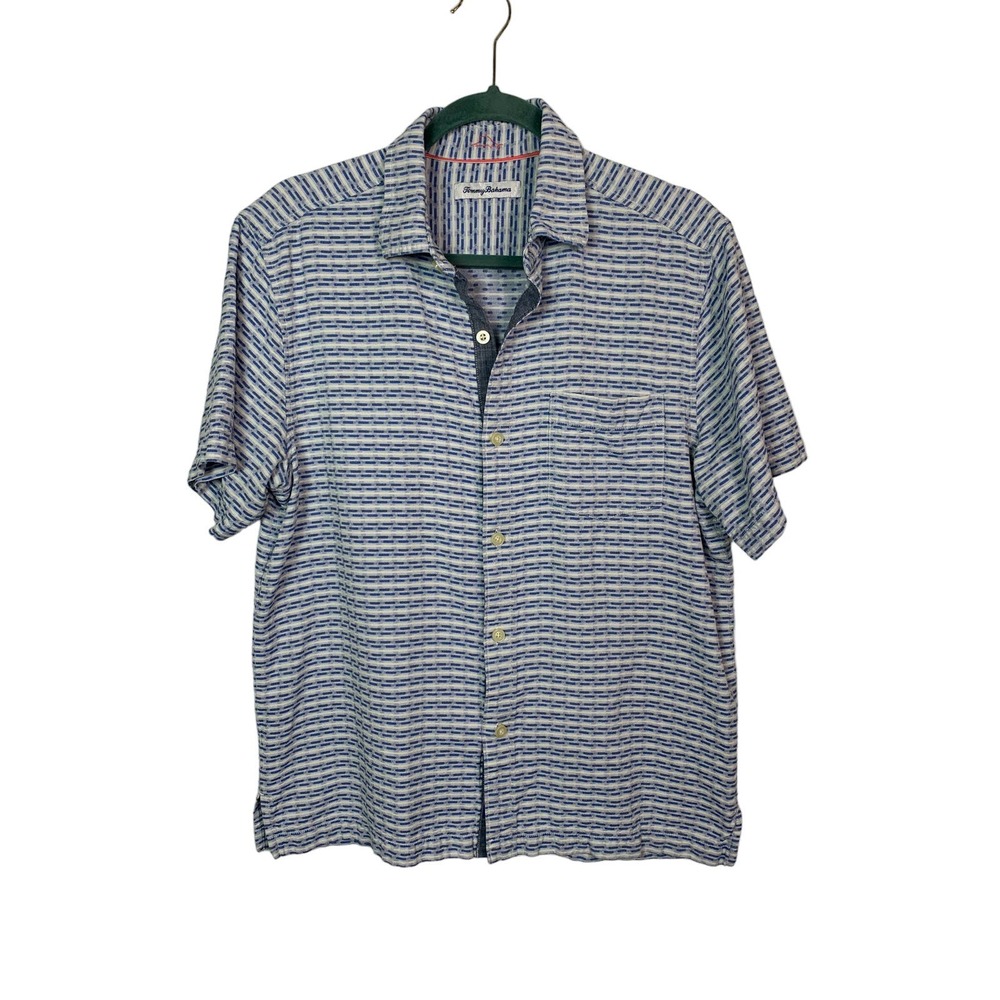 TOMMY BAHAMA Geovanni Geo Classic Fit Silk Camp Shirt, Size M